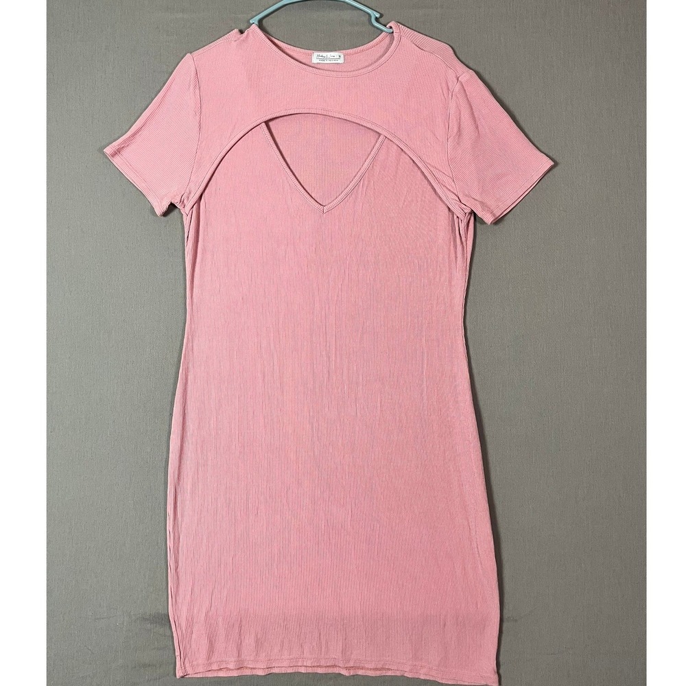 Haley & June Mini Dress 1X Ribbed Cutout Pink EUC